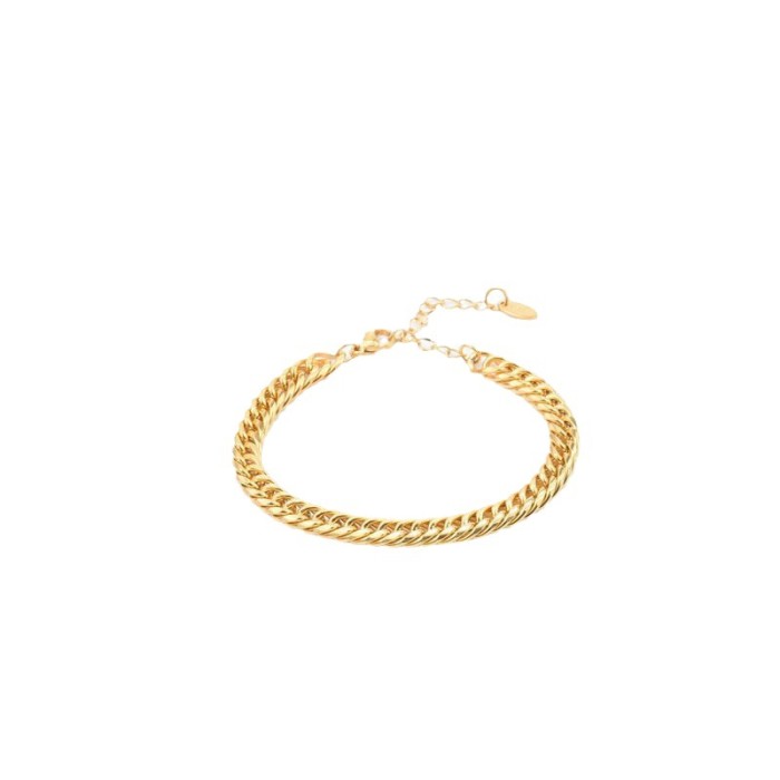 European and American Hot-Selling Fashion Woven Bracelet for Women Double Buckle Square Chain Plain Chain Stainless Steel Personalized High-End Jewelry Gold Accessories