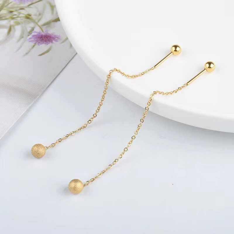 In Stock Hot-Selling Korean Style Simple Anti-Lost Beaded Matte Thread Earrings for Women Long Minimalist Tassel Fashion Earrings