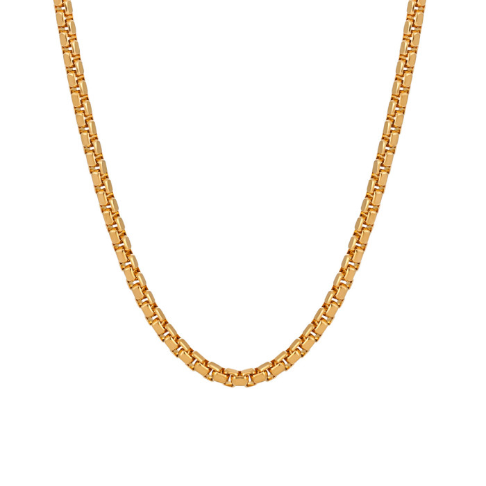 Fashionable and Unique New Niche Simple Square Box Chain for Women, Gold Plated High-End Titanium Steel Collarbone Ch...