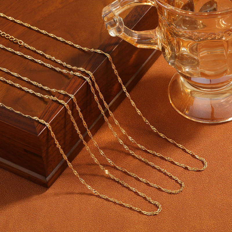 Korean Fashion New Water Ripple Necklace for Women, Unique High-end Gold-plated Titanium Steel Collarbone Chain with Pendant