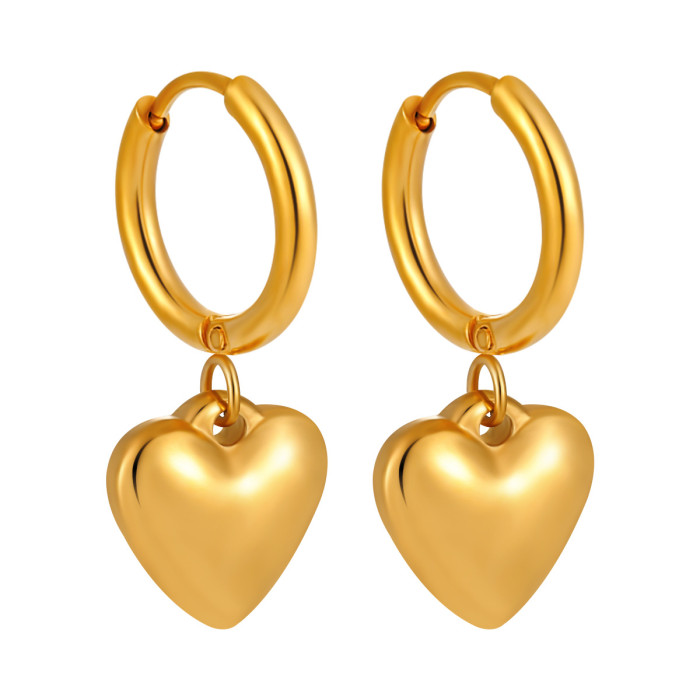 INS Heart Earrings Eco-friendly Color Fashion Stainless Steel Gold Plated Personality Earrings Niche Sweet Cool Earrings