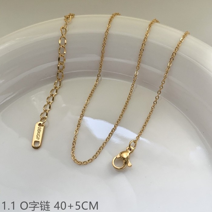 Cross Chain Box Chain Snake Bone Chain Embossed Chain Necklace Starry Sky Titanium Steel 24K Gold Plated Sunflower Collarbone Chain