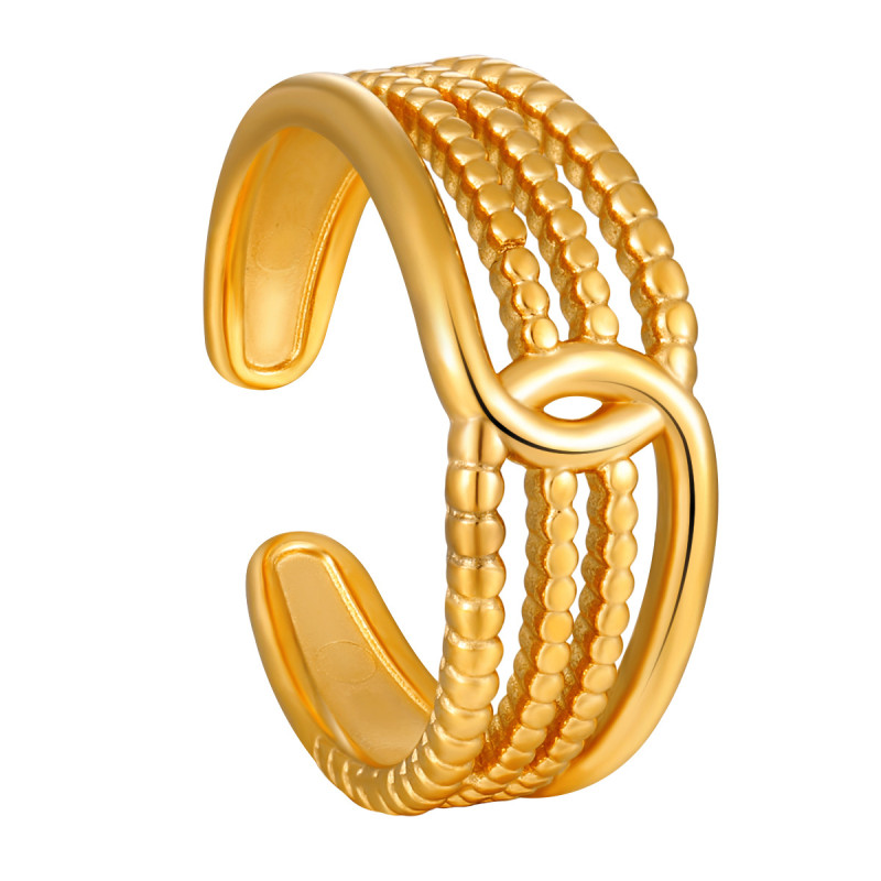 Precision Pearl Chain Joint Ring Titanium Steel 24K Gold Plated Wrapped Ring Fashionable Personality Minimalist Open Ring
