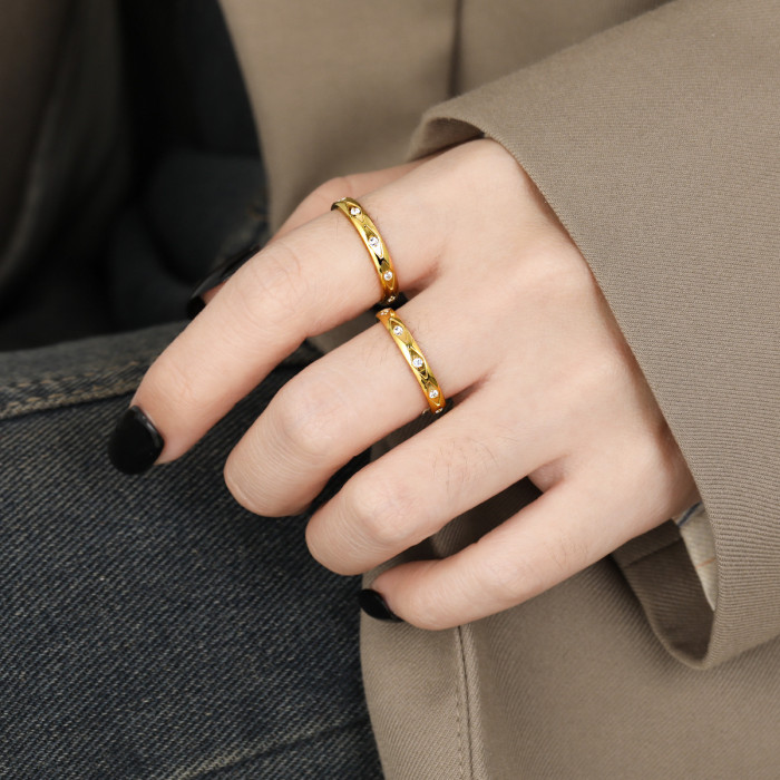European and American Cross-Border New Niche Ins Fashion Geometric Rhombus Nine-Diamond Titanium Steel Ring for Women Personalized Ring