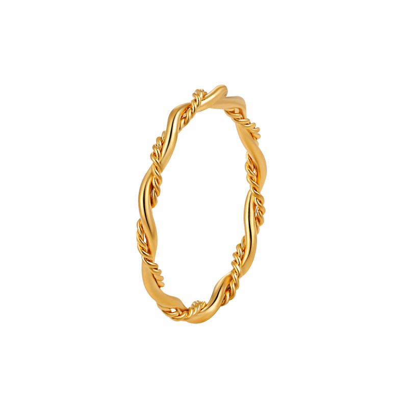 Korean Style Ins Fresh and Simple Niche Double Line Twist Ring Female fashion Personality High Sense Titanium Steel Finger Ring