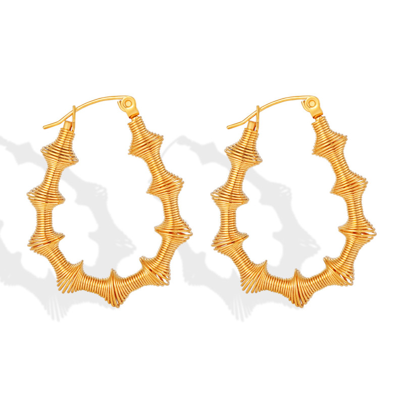 Niche Design INS European and American Style Exaggerated Spring Bamboo Joint Earrings Light Luxury High-end Titanium Steel Earrings for Women