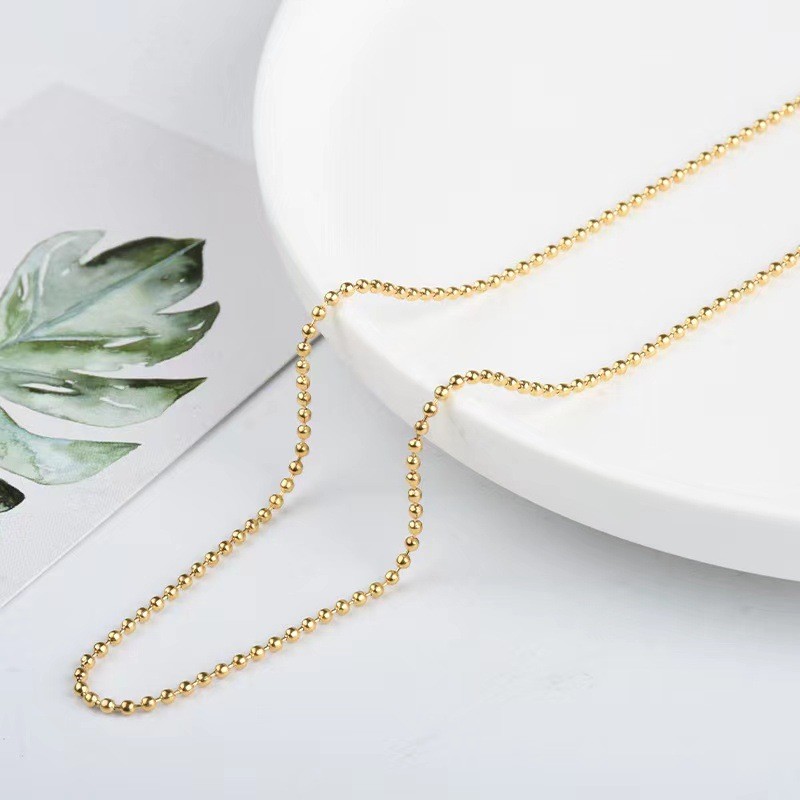 1.5MM Hollow Round Bead Chain Necklace for Women, Electroplated 18K Gold, Personalized Sexy Collarbone Chain, Thin Chain for Pendants and Accessories