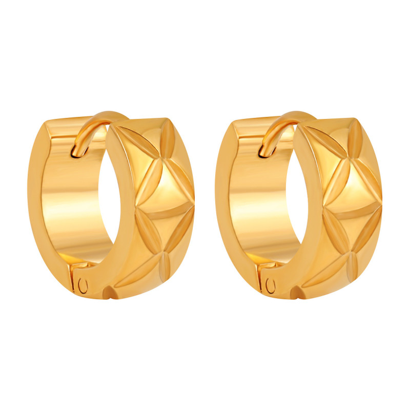 Korean Style New Niche Ins Simple Cross Diamond Pattern Ear Cuff Fashionable Personality Versatile High-end Titanium Steel Earrings