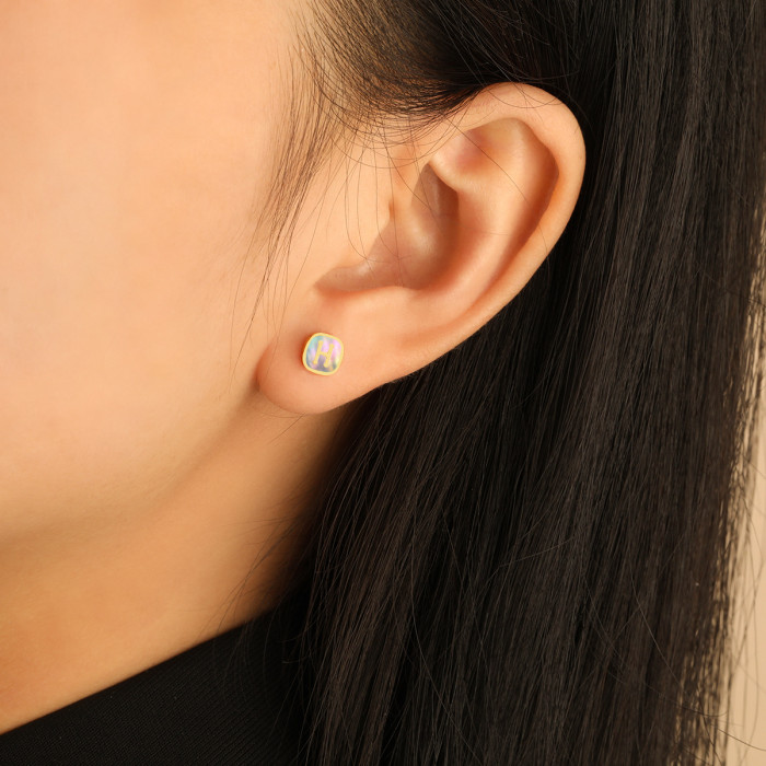 Minimalist INS Small Screw Back Letter Stud Earrings Multiple Ear Bone Studs Titanium Steel Ear Piercing Care Stackable Sleep Without Removing