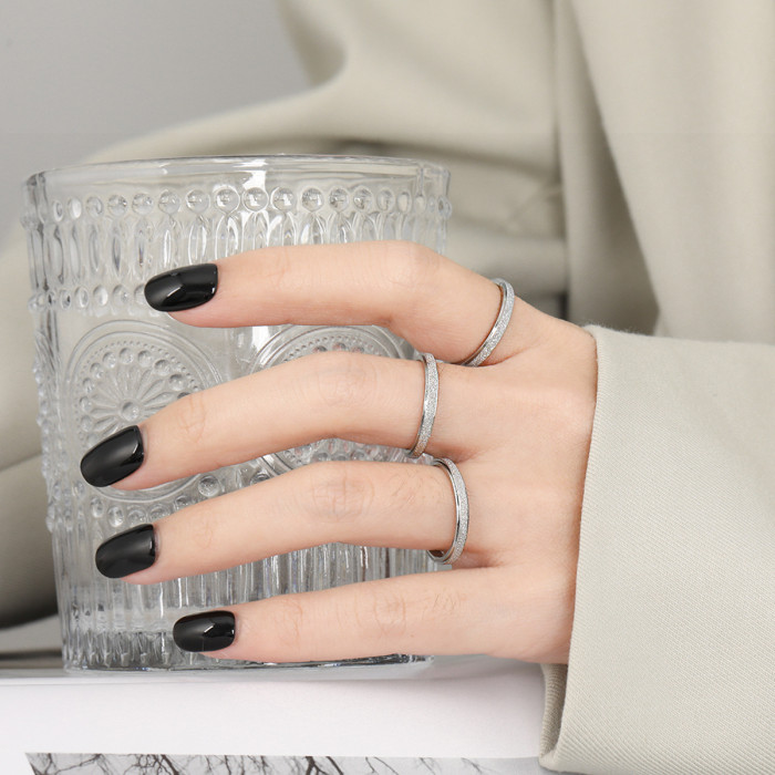 High-Quality Ins Niche Design Minimalist Matte Ring for Women Fashionable Personality Versatile Gold-Plated Titanium Steel Index Finger Ring