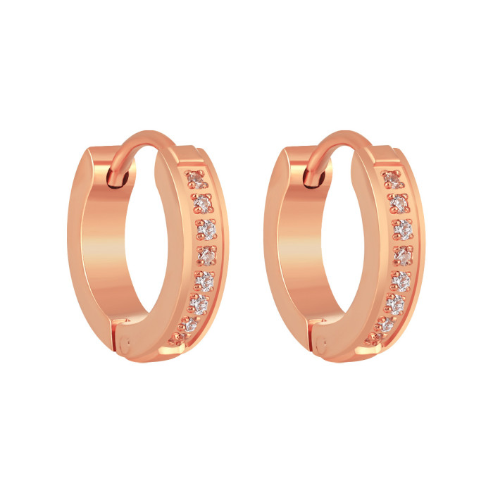 European and American Cross-Border Simple Elegant Light Luxury CNC Fashion Inlaid Stone Earrings for Women Personality Versatile High-End Titanium Steel Ear Jewelry