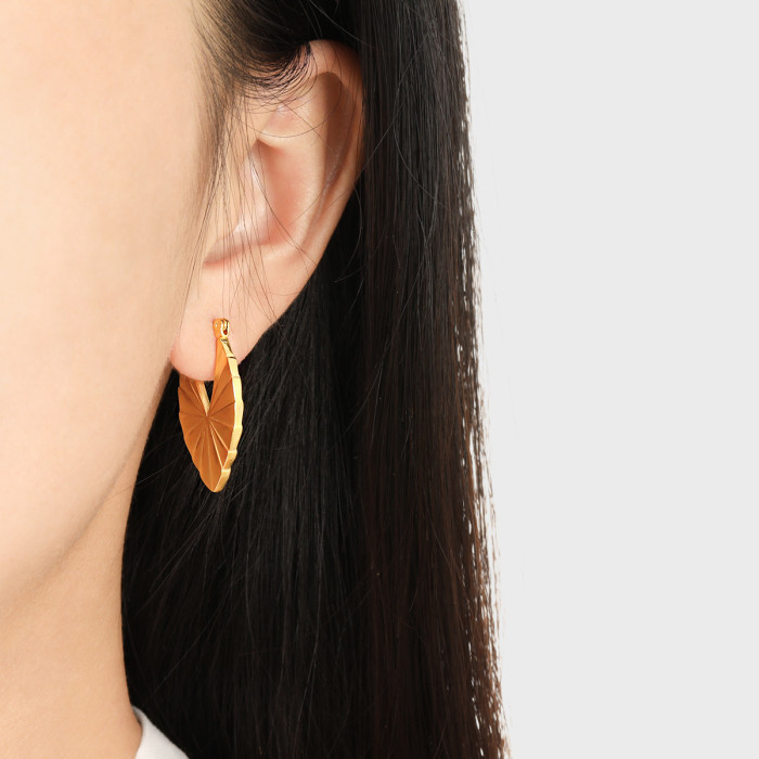 Fashion New Niche Simple Laser Surface Piece Earrings Personality High-End Titanium Steel Gold Plated Ear Jewelry