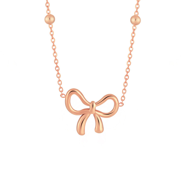 Korean Style INS Wind Elegant Sweet Bowknot Necklace Fashion Simple Niche Design High-end Titanium Steel Clavicle Chain