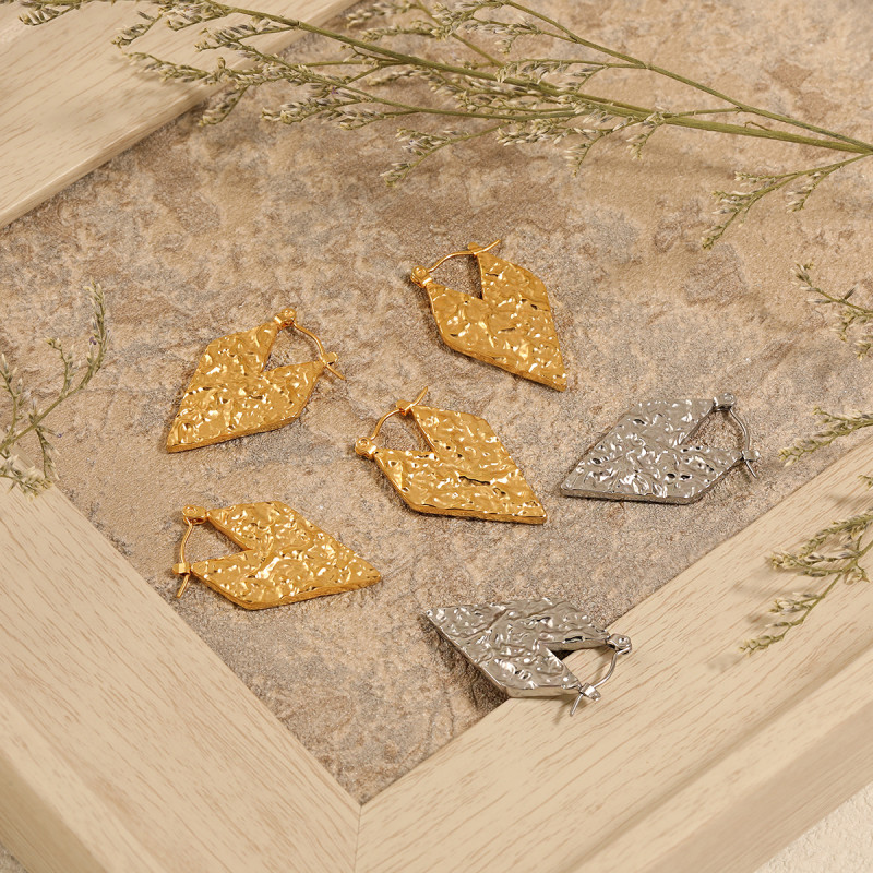 Korean Style New Niche Simple Irregular Texture Earrings for Women Fashionable Personality High-end Gold-plated Titanium Steel Ear Jewelry