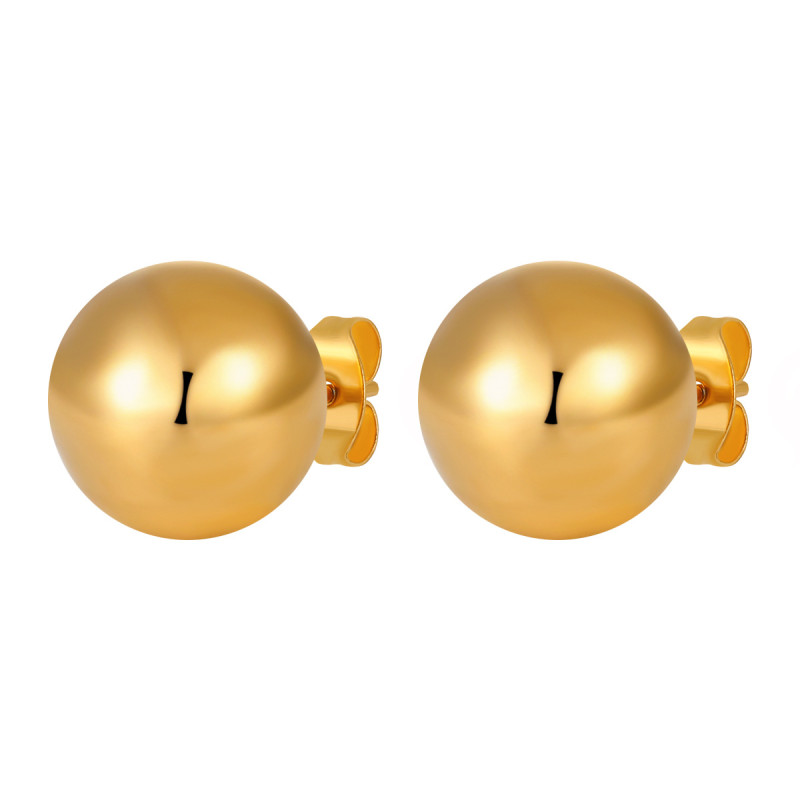 Korean Design Niche Hollow Round Ball Bead Titanium Steel Earrings Fashionable Personality High-end Versatile Gold-plated Ear Jewelry