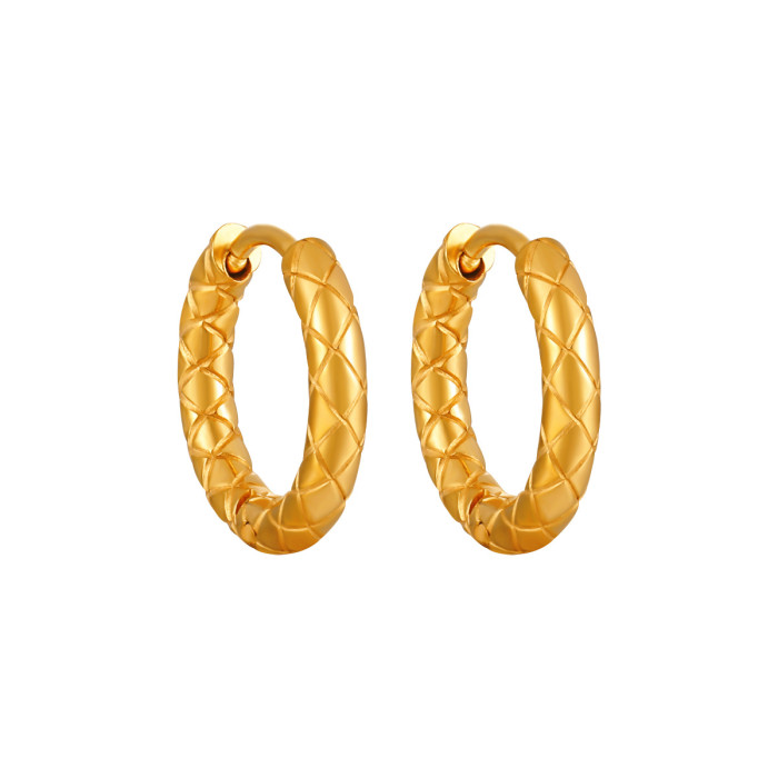 INS Style Stone Pattern Titanium Steel Earrings Fashionable Elegant Versatile High-End Gold Plated Gold Ear Hooks
