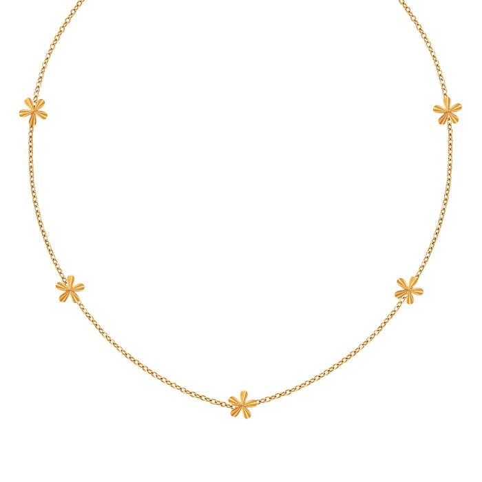 Wholesale Style Simple Laser Small Flower Piece Collarbone Chain Fashionable Personality Ins Niche Titanium Steel Nec...