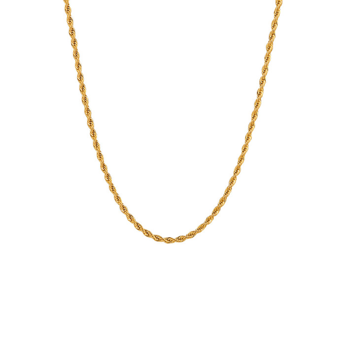Hot-Selling High-End Square Buckle Titanium Steel Twist Necklace for Women Fashion Personality Minimalist Style Twist...