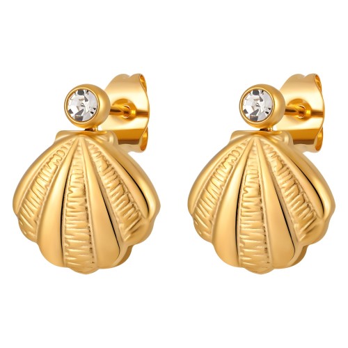 Korean Style Elegant Minimalist Niche Ins Fan-shaped Shell Ocean Style Earrings for Women Fashionable High-end Titanium Steel Ear Jewelry