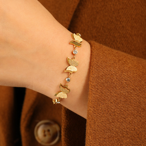 Korean Style Simple Fashion Niche Design Matte Butterfly Adjustable Bracelet for Women High-end Titanium Steel Jewelry