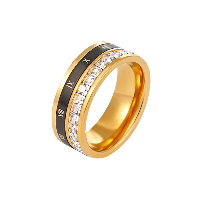 Korean and Japanese New Style High-End Light Luxury Niche Rotating Roman Numeral Ring for Women Fashionable Personality Titanium Steel Index Finger Ring