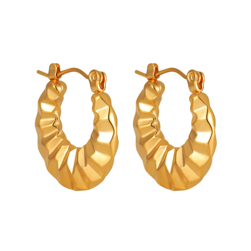 New Cross-Border European and American Style Simple Niche Hammered Earrings for Women Fashionable Personality High-End Gold-Plated Titanium Steel Earrings