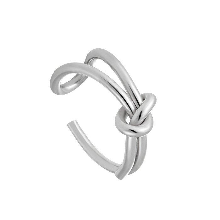 Korean Fashion Titanium Steel Bowknot Adjustable Open Ring for Women Simple Personality Index Finger Ring Jewelry