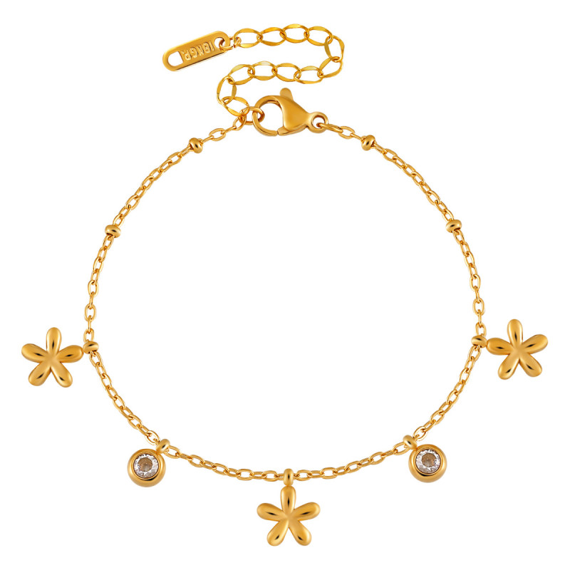 European and American INS Style Small Titanium Steel Flower Bracelet Accessories for Women Summer Fashion High-end Stainless Steel Jewelry Bracelet