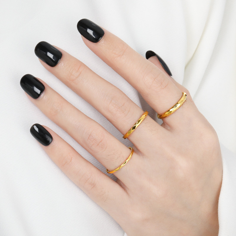 Korean Style New Ins Exquisite Multi-faceted Carved Diamond Ring Fashion High-end Versatile Titanium Steel Index Finger Ring