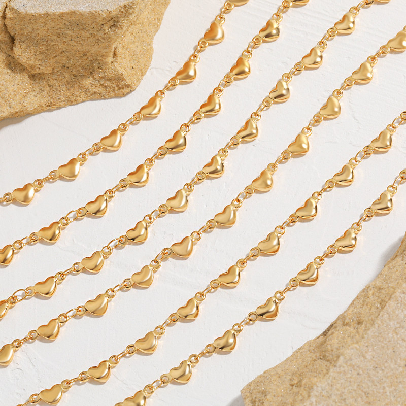 Korean Version Ins Niche Design Personality Simple Handmade Stitching Love Heart-Shaped Titanium Steel Bracelet Necklace Jewelry Set