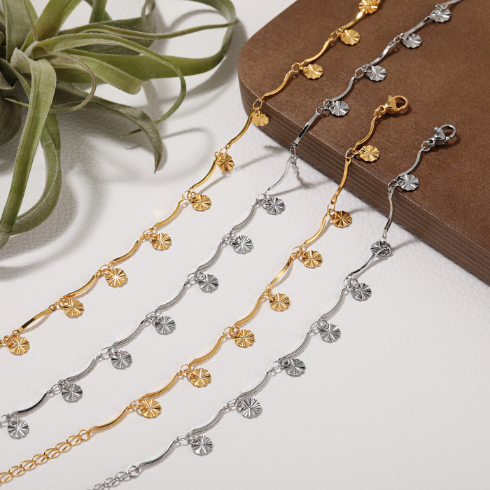 European and American Trendy Fashion Niche Design Sun Petal Handmade Necklace Bracelet High-end Titanium Steel Jewelry Set