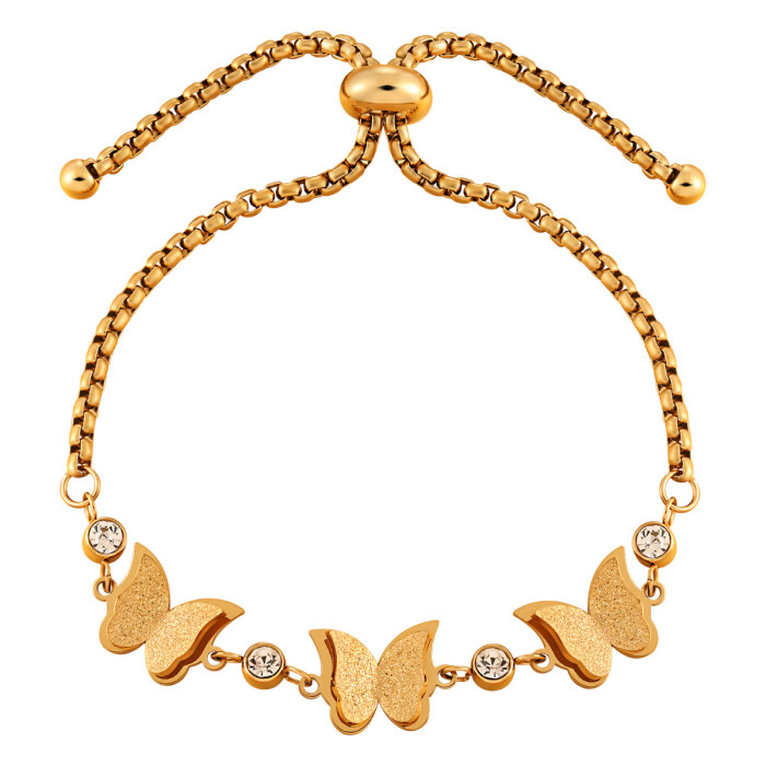 Korean Style Simple Fashion Niche Design Matte Butterfly Adjustable Bracelet for Women High-end Titanium Steel Jewelry