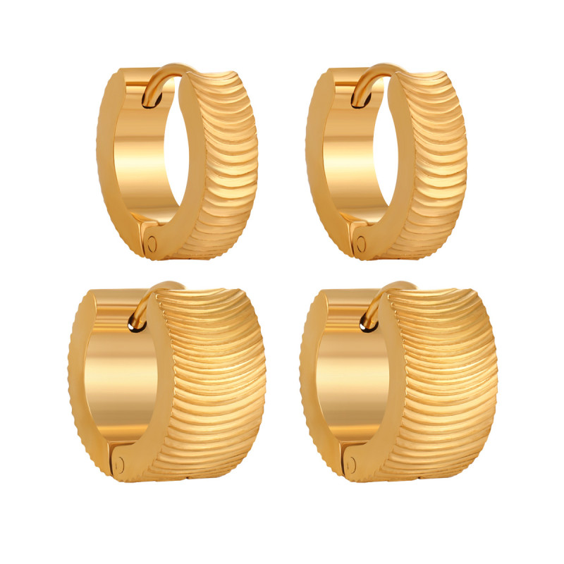 Korean Fashion New Niche Simple Cat Eye Pattern Embossed Earrings Personality Versatile Gold-Plated High-End Titanium Steel Earrings
