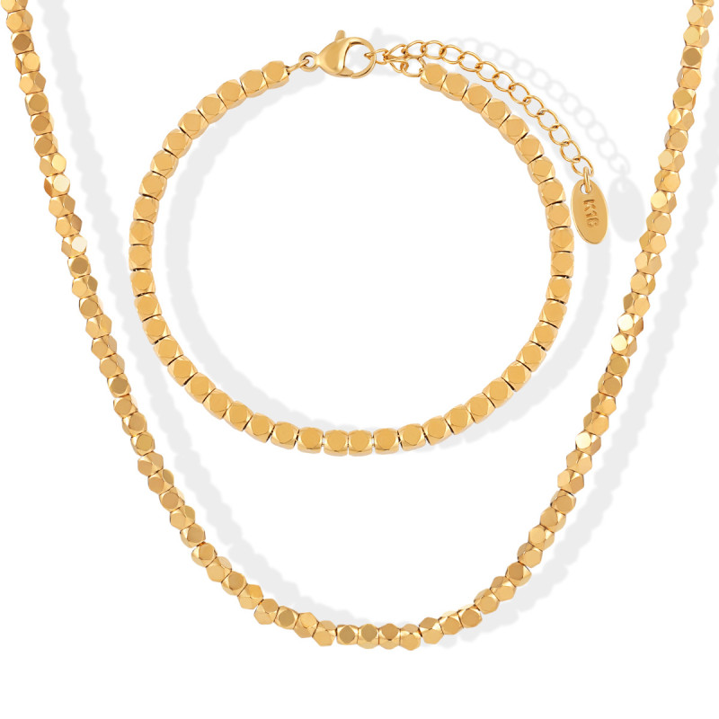 Minimalist INS Fashion Niche Retro Broken Silver Geometric Triangle Titanium Steel Necklace Bracelet Jewelry Set