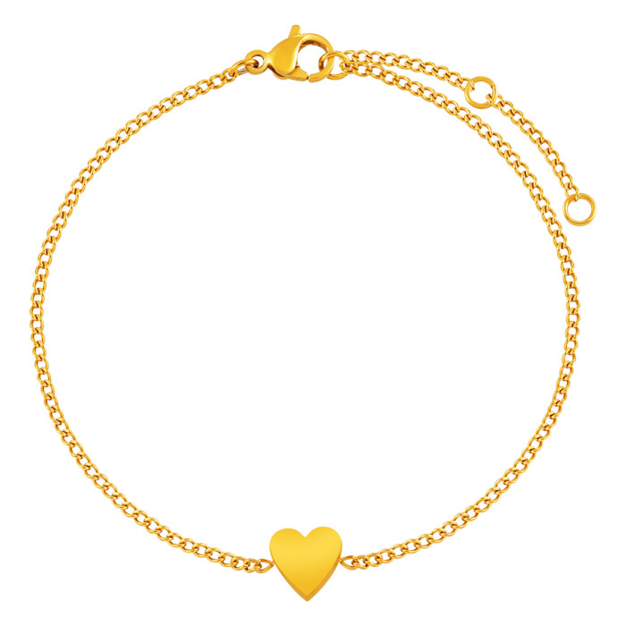 Korean Style Ins Style Niche Heart Bracelet for Women Versatile Simple Titanium Steel Bracelet 24K Gold Plated Non-Fading Jewelry
