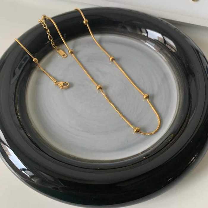 Cross Chain Box Chain Snake Bone Chain Embossed Chain Necklace Starry Sky Titanium Steel 24K Gold Plated Sunflower Collarbone Chain