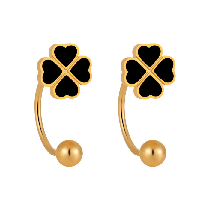 Korean Light Luxury New Niche Four Heart Combination Four-leaf Clover Ear Bone Studs for Women Fashionable Personalit...