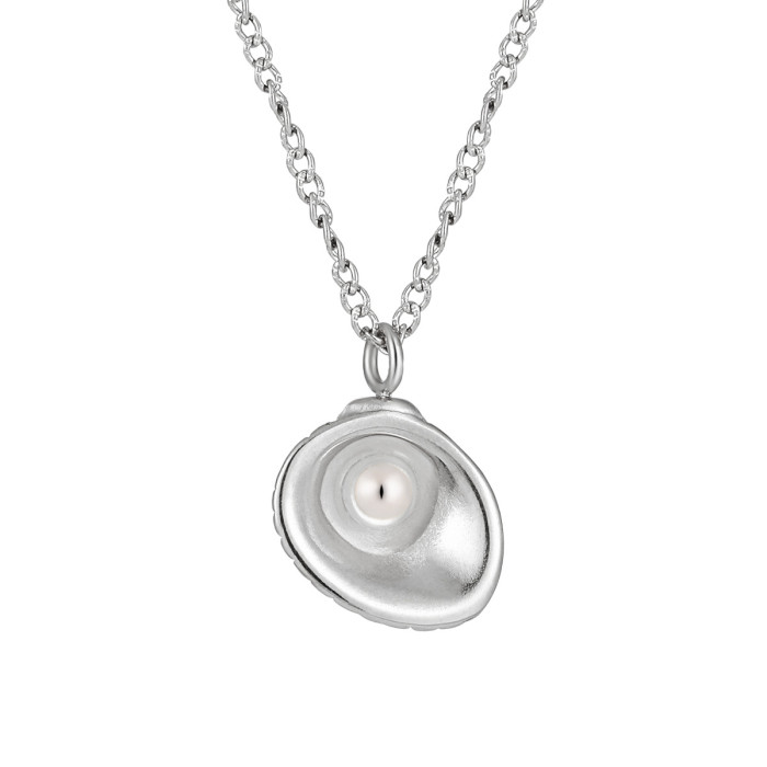 Cross-Border New Ins Fashion Summer Beach Ocean Fan Shell Pendant Necklace Titanium Steel PVD Gold Plated Choker