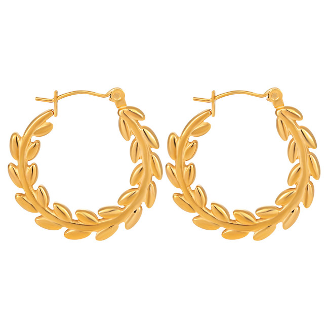Hot Sale New Ins Niche High-End Exaggerated Wheat Ear Clip Earrings for Women Fashionable Personality Titanium Steel...