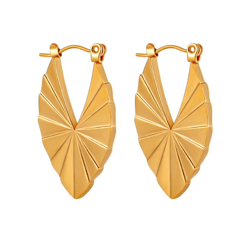 Fashion Cross-Border European and American New Niche Simple Laser Surface Piece Earrings Personality High-End Titanium Steel Gold-Plated Ear Jewelry