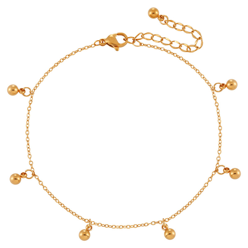 Titanium Steel Seven Bead Anklet for Women with Tassel, New Style, Non-Fading, High-End Feel, High-Value Foot Chain, Ins Style