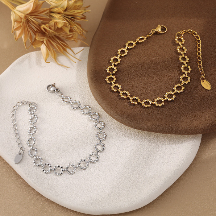New Stainless Steel Donut Handmade Chain Women's Niche Ins Style Bracelet PVD Gold Plated, Necklaces