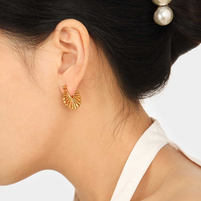European and American New Style Unique Niche Simple Creative Leaf Earrings for Women Fashionable Elegant Titanium Steel High-end Earrings