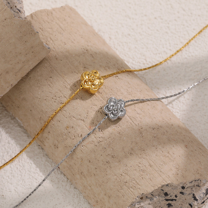 INS Style Fashion Niche Simple Lucky Peach Blossom Titanium Steel Pendant Gold High-end Clavicle Chain Necklace for W...