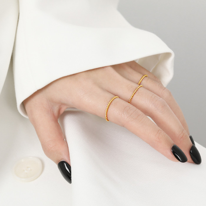 Korean Style Simple INS Niche Design Women's Layered Braided Plain Ring Fashionable Personality Titanium Steel Index Finger Ring