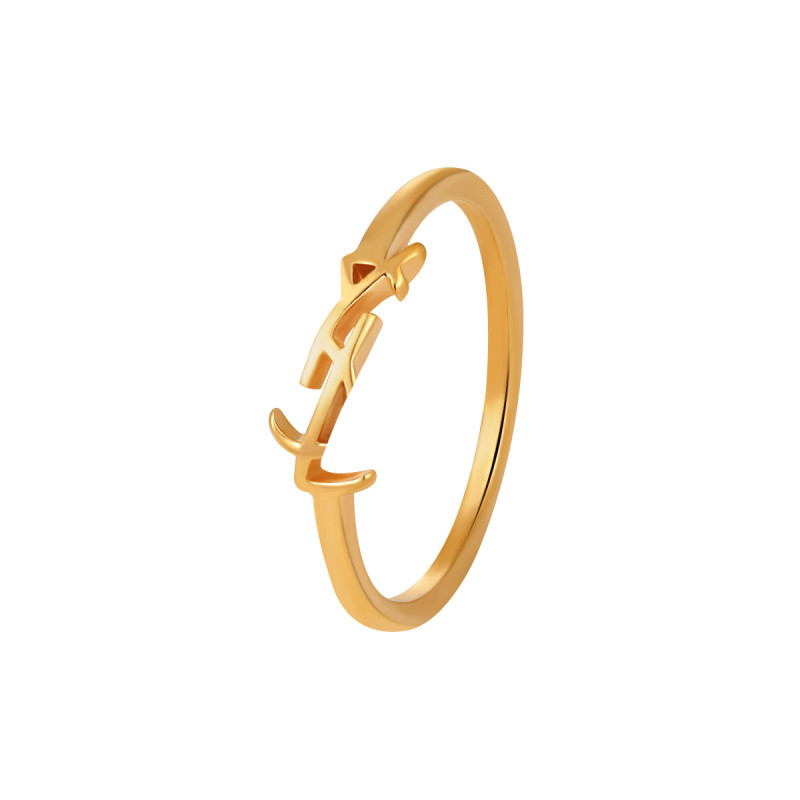 Korean Version Ins Niche New Hollow Y Letter Personality Ring for Women Gold Color High-end Feel Gold-plated Titanium Steel Index Finger Ring