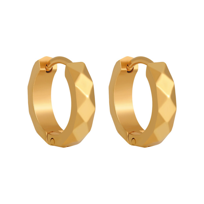 New Niche Korean Ins Minimalist Rhombus Face Batch Flower Ear Buckle Fashion Personality High Sense Titanium Steel Ea...