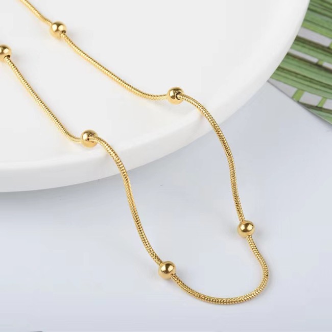 1.2 Round Snake Clip Bead Necklace for Women, Light Luxury Niche Design, Simple Versatile Titanium Steel Collarbone C...