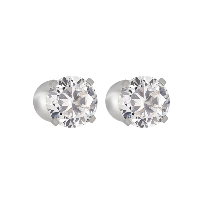 Titanium Steel Super Shiny Ins Style Mini Four-Prong Stone Ear Bone Stud for Women, Gold Screw Earrings, Sleep-Frie...