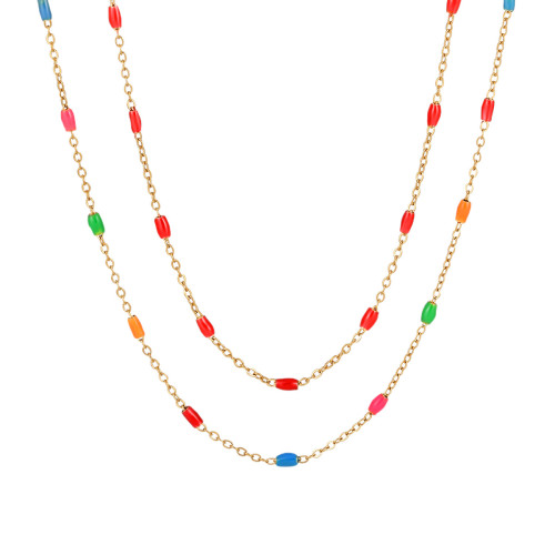 New Simple Ins Style Niche Design Personality Fashionable Temperament Titanium Steel Bead Oil Drop Necklace for Women Versatile Jewelry